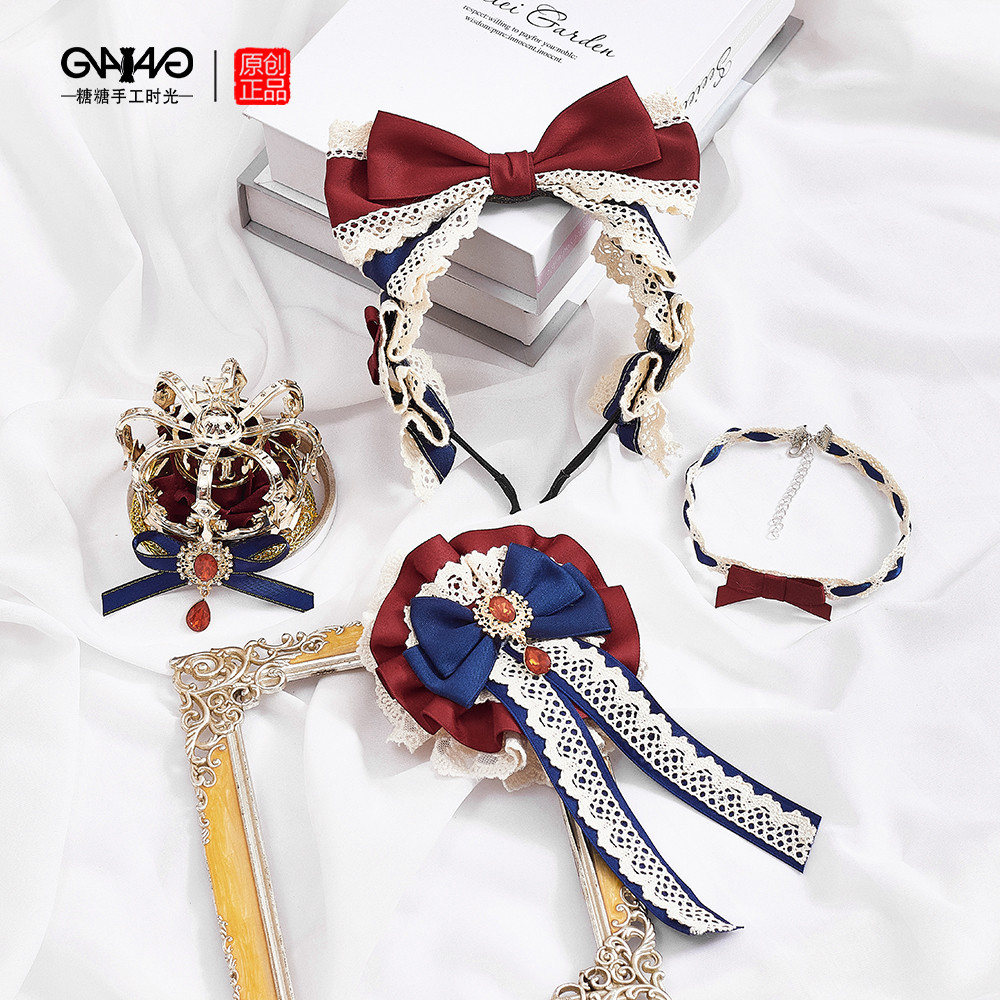 Chính Hãng lolita Bạch Tuyết Mũ lolita Nơ Lớn Băng Đô Kẹp Bên Cổ Vương Miện