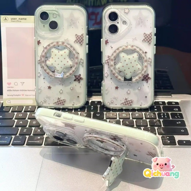 Ngôi Sao Gương Đứng Dành Cho Meizu 22 Meizu22 Giá Đỡ Bao Xanh Kẻ Sọc Tương Phản Khung Mềm Trong Suốt