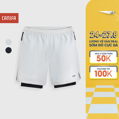 Quần short active nam CANIFA dáng thể thao năng động có lớp lót chất liệu co giãn mềm mịn 8BS26S004