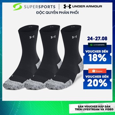 Vớ Thể Thao Under Armour Armourdry Cushion 3 Pack Crew - Đen - 1387043-001