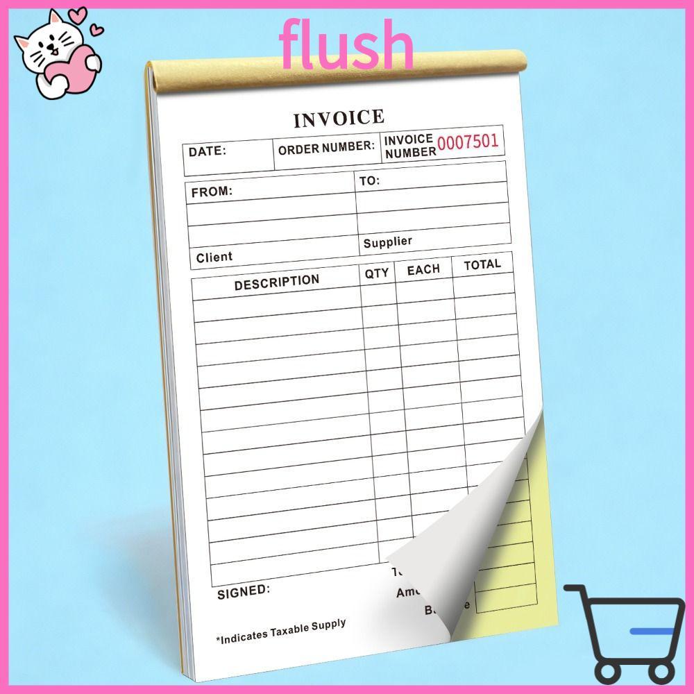 FLUSH Duplicate Invoice Book, Signature Line Tear- Invoice Receipt Book, Compact Top-Bound Compact N