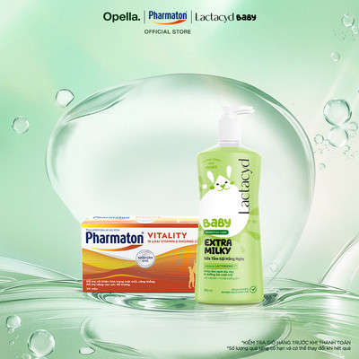 Bộ 1 Thực Phẩm Bảo Vệ Sức Khỏe Pharmaton Vitality Dạng Vỉ Hộp 50 Viên + Sữa Tắm Gội Trẻ Em Lactacyd Milky 800ml