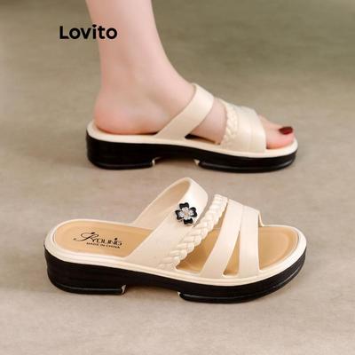 Lovito Dép Lê Nữ Đơn Giản Thoải Mái Chống Trượt Đa Năng Kiểu Dáng Hàn Quốc Thời Trang Dành Cho Nữ LFA71159