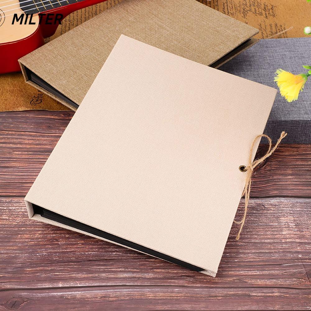 MILTER DIY Album Sổ Lưu Niệm, Dây Đeo Ràng Buộc 10.43x8.27in Linen Craft Card Album, Kết Cấu Vải Lan
