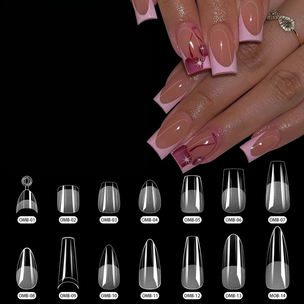 504PCAlmond Coffin Đầu móng tay Acrylic đính sẵn