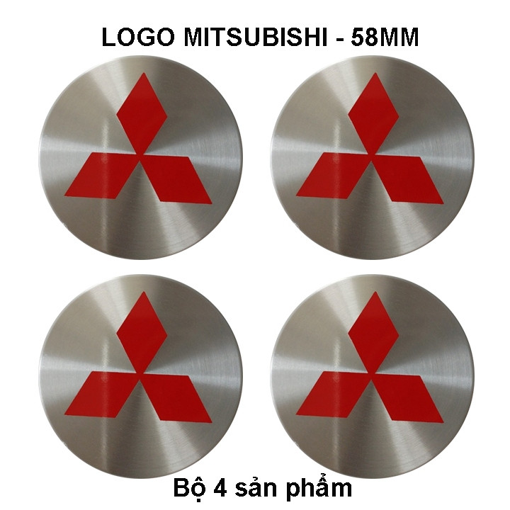 (Phụ kiện Auto) LOGO, CHỤP MÂM XE MITSUBISHI 58MM, LOGO MITSUBISHI CROM ĐỎ 58MM – 53MM – LOGO MÂM XE