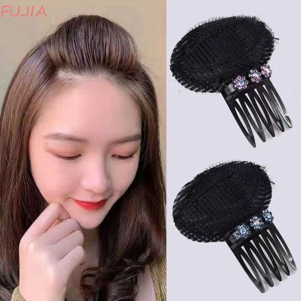 FUJIA Puff Hair Head Cushion, Braid Invisible DIY Hair Stylish Tool, Pluffy Hair Clip Sponge Flower 