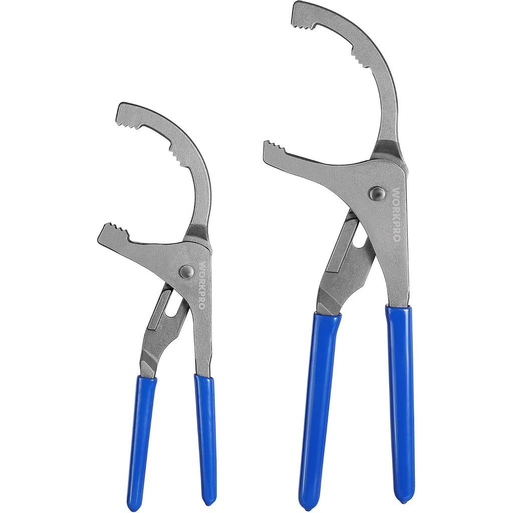 WORKPRO Oil Filter Wrench Set, 9" & 12" Adjustable Oil Filter Removal Pliers Tools, Ideal for Engine