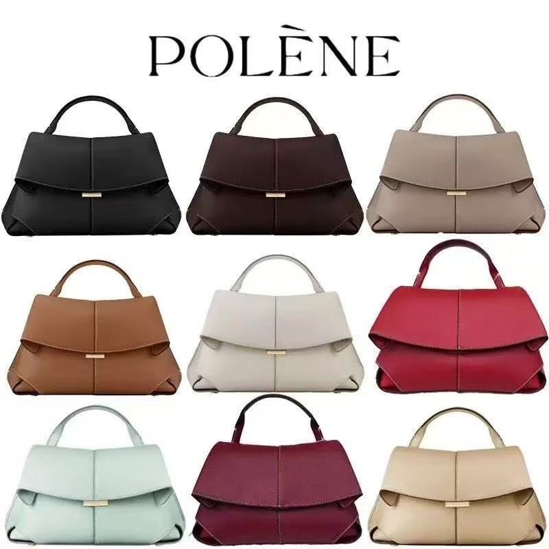 POLENE Smile Bag Pháp Niche Da Thật Chính Hãng Túi Nữ Xếp Ly Túi Đeo Ngang Nữ