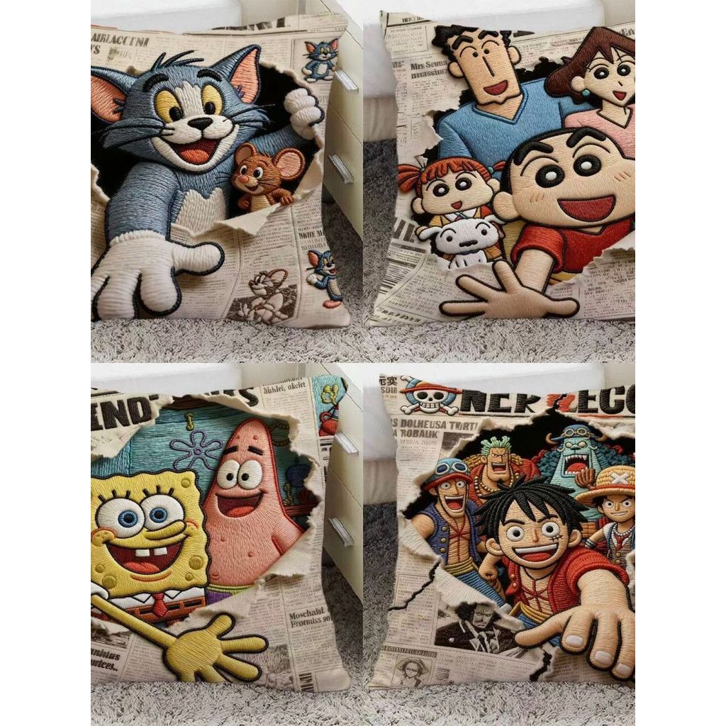 Sáng Tạo Anime Báo Gối Hoạt Hình Mèo Chuột In Hình Phẳng Phòng Khách Sofa Gối Gối Gối In Gối