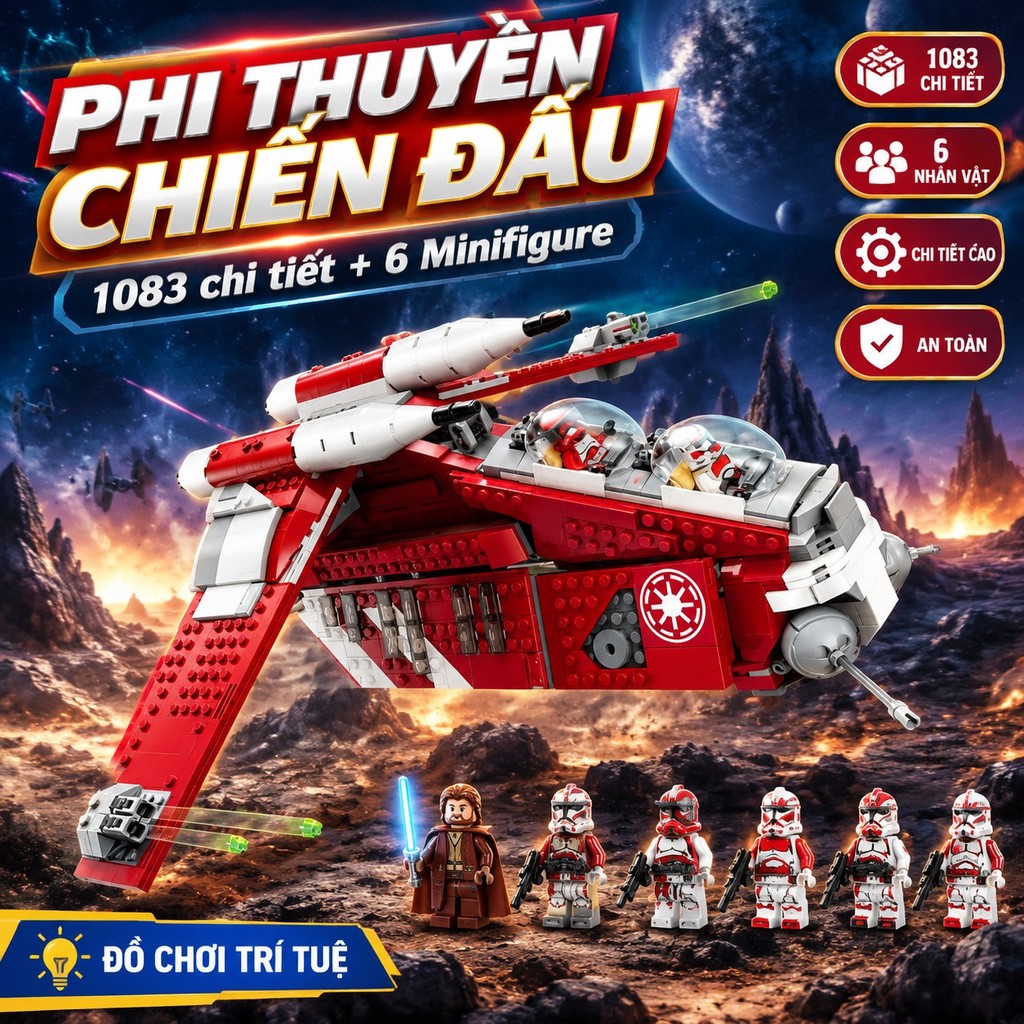 Khối Lego Star Wars Tàu Bay Đội Vệ Binh Coruscant 75354 Đồ Chơi Lắp Ráp DIY 1083 Miếng ABS Có Phóng 