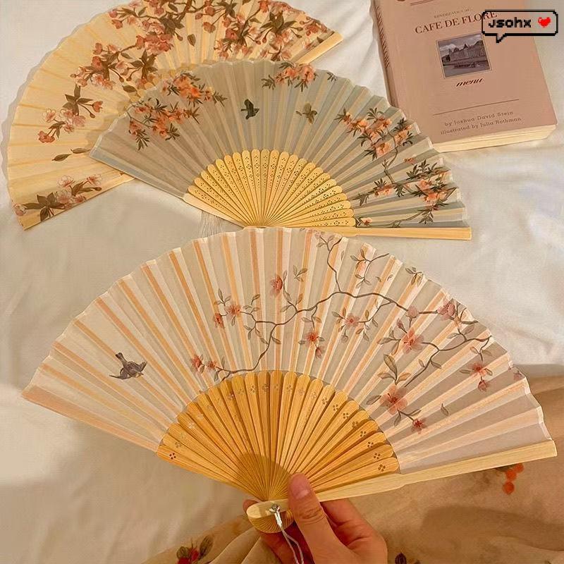 NA Mới Phong Cách Trung Quốc Di Động Tay Gấp Quạt Retro Vỏ Tre Cho Nữ Và Nam CCD