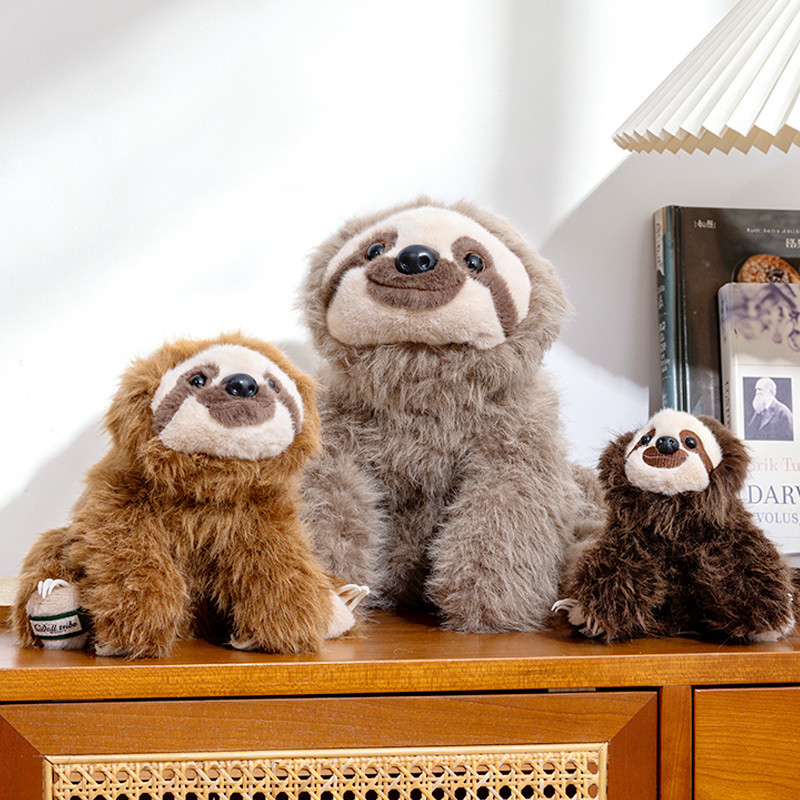 SuyangRealistic Sloth Búp bê sang trọng, Có sẵn nhiều kích cỡ & 3 màu, Đồ chơi nhồi bông lông dài lô