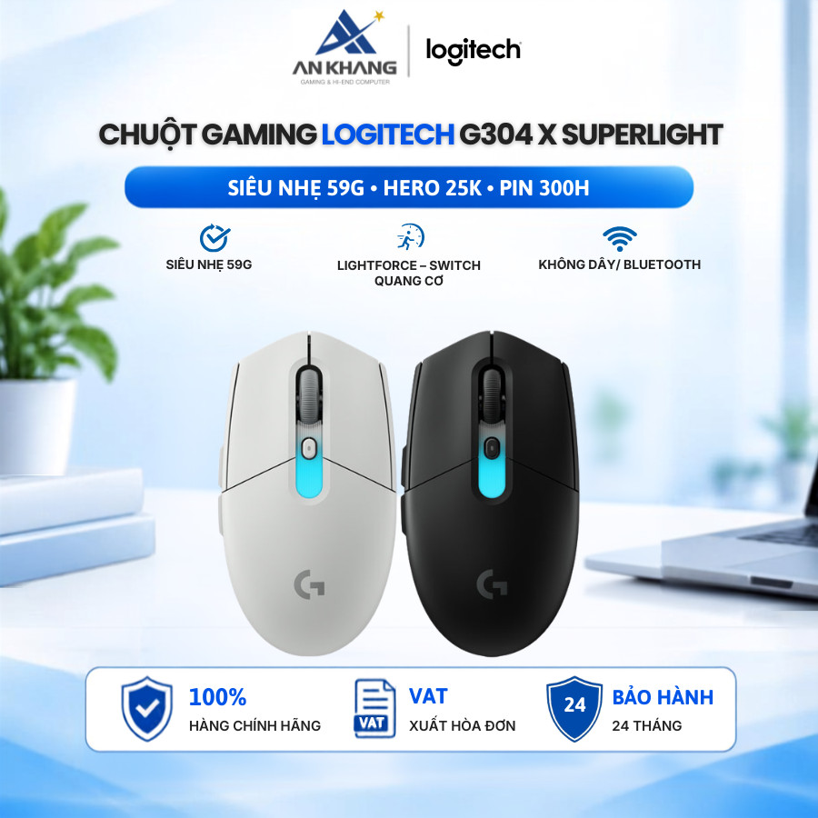 Chuột Không Dây Gaming Logitech G304 X SUPERLIGHT - Pin sạc, HERO 44K, LIGHTSYNC RGB, LIGHTSPEED Blu