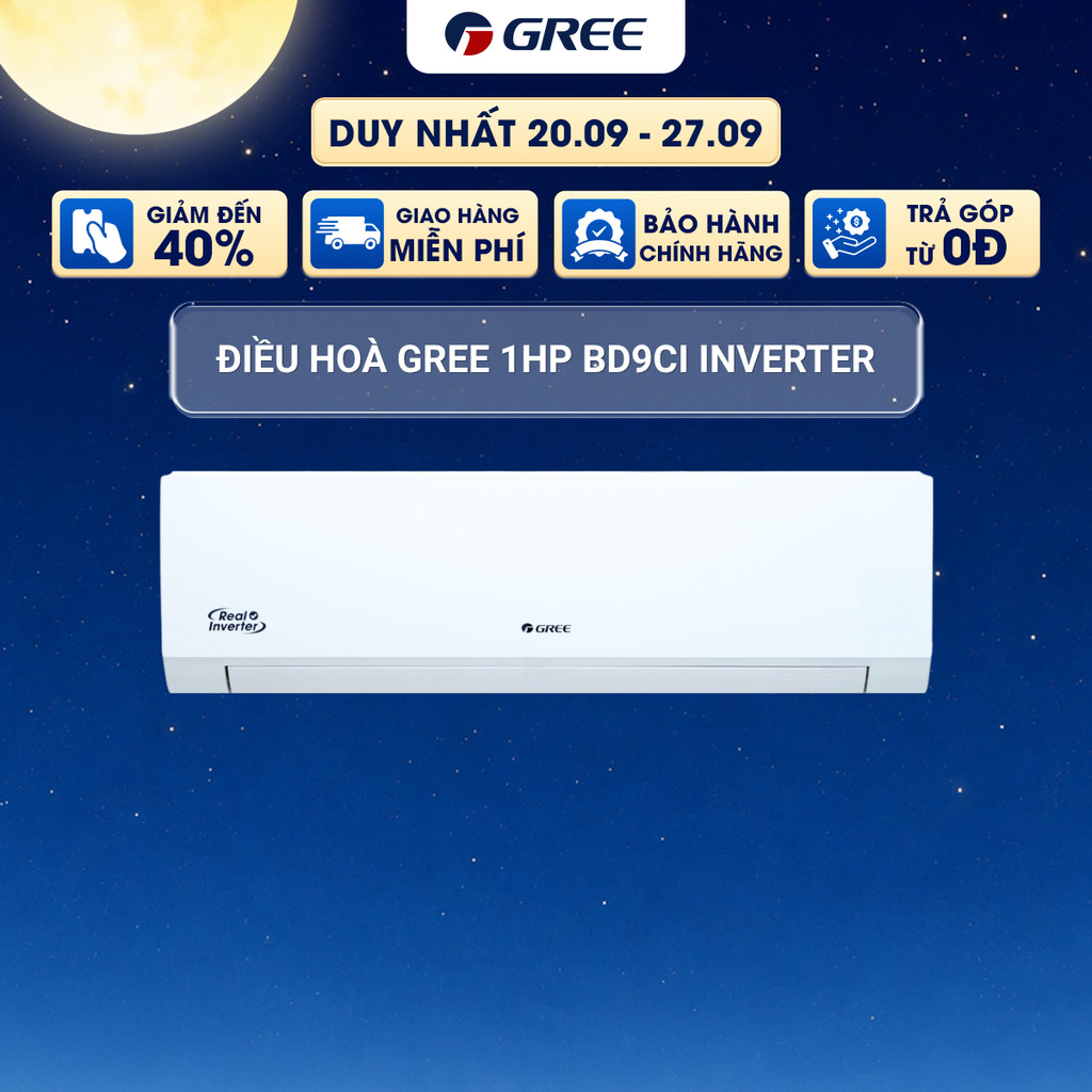 [Lắp Đặt HCM_HN 0Đ] Máy lạnh/ Điều Hòa Gree Inverter 1HP BD9CI (Black Diamond) | Bảo Hành Chính Hãng