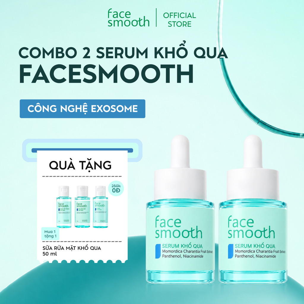 Combo 2 Serum Cho Da Dầu Mụn Facesmooth Khổ Qua 30ml Rau Má Niacinamide - Dưỡng Ẩm, Làm Dịu, Hỗ Trợ Cải Thiện Da Mụn