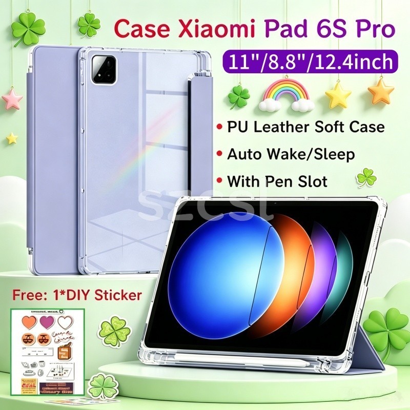 Ốp Lưng Cho Xiaomi Pad 6S Pro 12.4 inch Có Khe Cắm Bút Vỏ Bảo Vệ Từ Tính MiPad 6 / 6Pro Có Mặt Sau Trong Suốt Cho Xiaomi Pad Mini 8.8inch