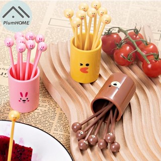 PlumHOME 10 Chiếc Dễ Thương Mini Tăm Hoạt Hình Trẻ Em Thực Phẩm Chọn Nhựa Trái Cây Nĩa Bento Trang Trí Bộ Đồ Ăn Thực Phẩm Chọn Nĩa Tráng Miệng VN