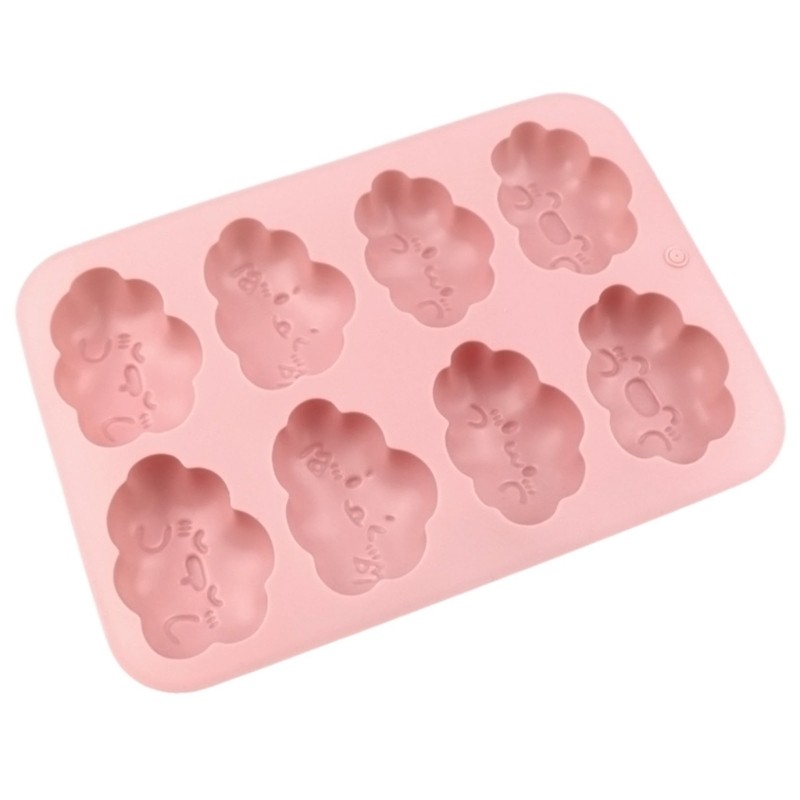 Yao Silicon Hoạt Hình Đám Mây Khuôn 8 Khoang Khuôn Khay Cho Mousses Chocolate Brownies Kem