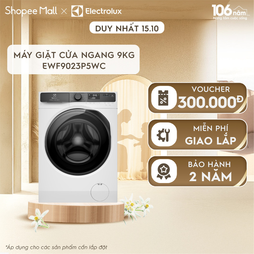 [Mới] Free giao lắp - Máy giặt cửa ngang Electrolux 9kg UltimateCare 500 - Trắng EWF9023P5WC