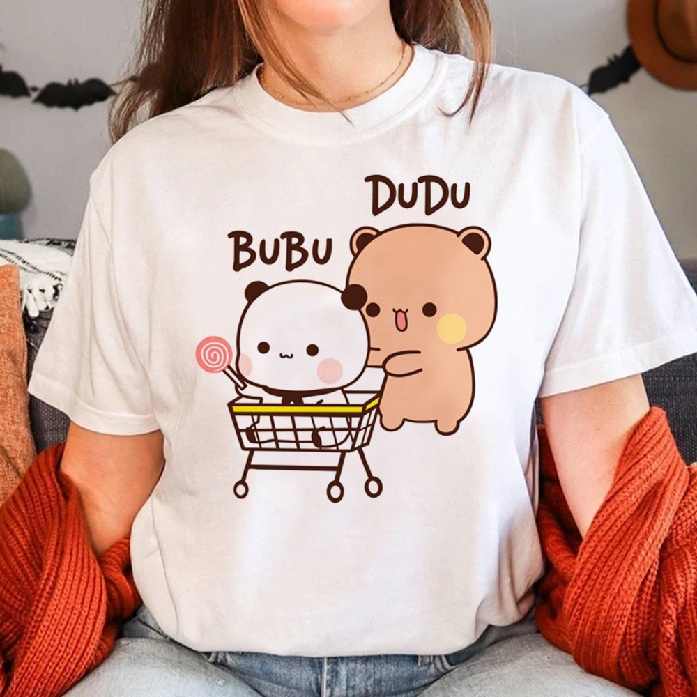 Áo Thun Nữ Bubu Và Dudu Dạo Phố Mùa Hè Top Cô Gái Truyện Tranh Ngộ nghĩnh