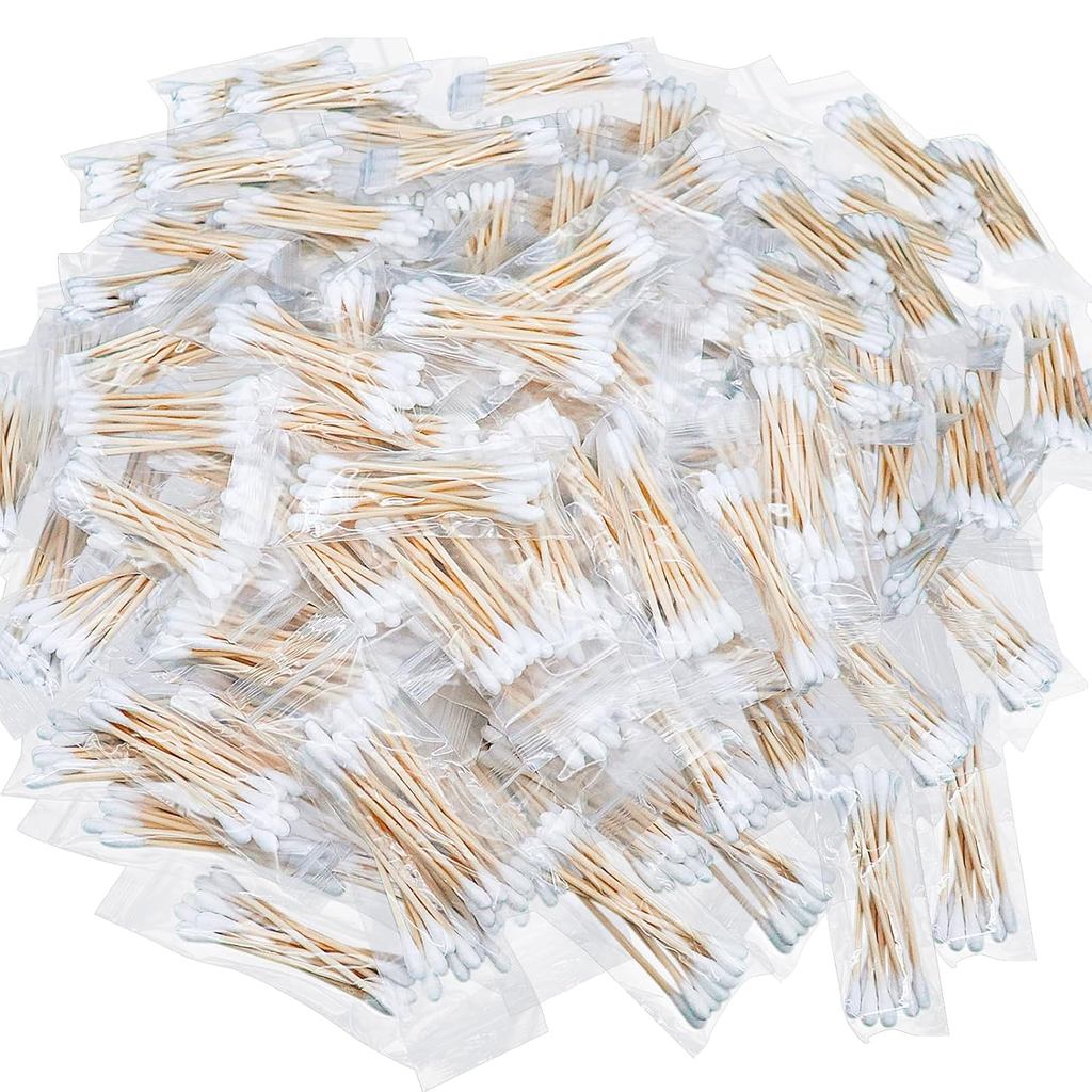 1000 CÁI (100 Gói 10) Khăn bông cỡ du lịch cho tai, Khăn bông bọc riêng, Khăn bông tròn có đầu tròn,