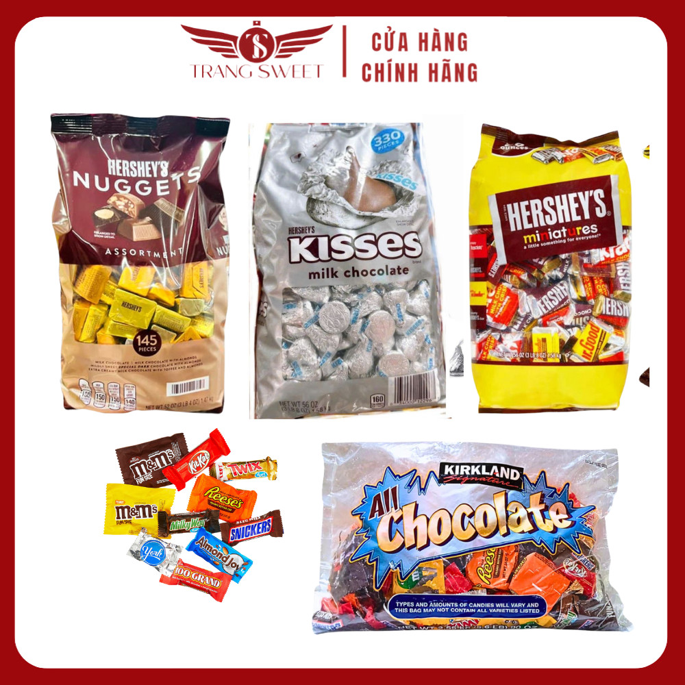 (Tách Lẻ) Socola Kisses, Socola Hershey Nuggets, Socola Miniatures, Kirkland, Chocolate Hershey's Ki