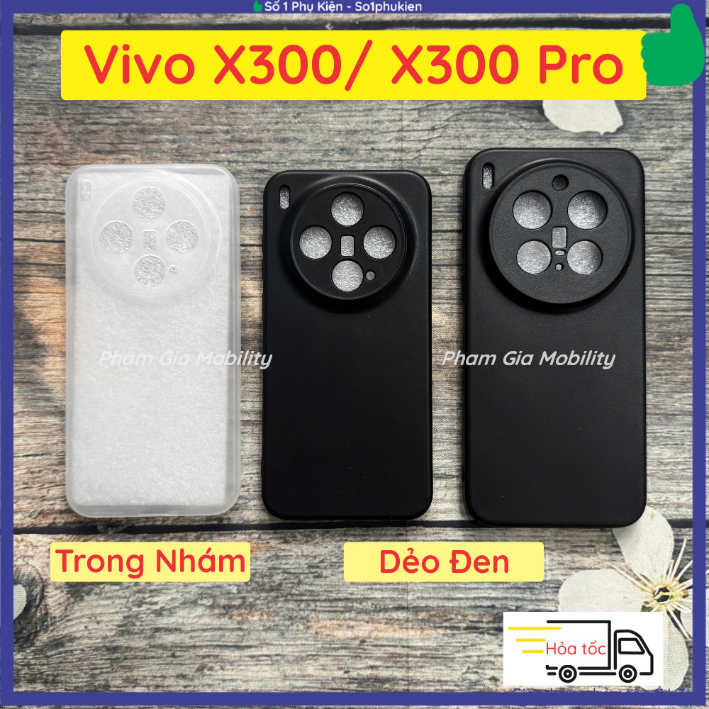 Ốp lưng Vivo X300/ X300Pro X300 Pro 5G loại trong nhám, dẻo đen bảo vệ cam cao cấp, bền đẹp