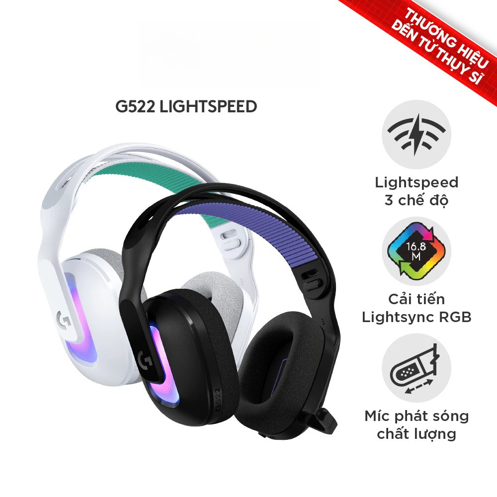 Tai Nghe Gaming Không Dây Logitech G522 LIGHTSPEED/LIGHTSYNC RGB/Kết Nối 3 Chế Độ - BH 24 Tháng