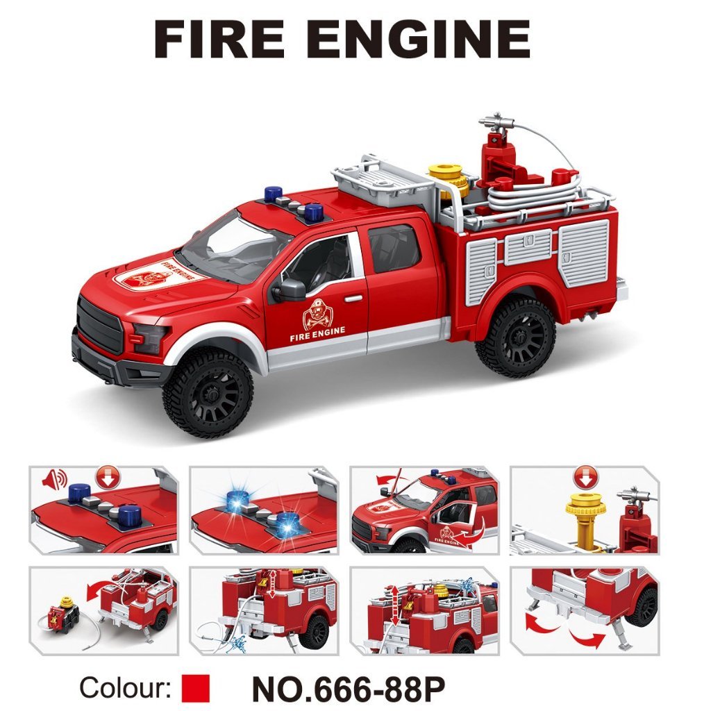 Đồ chơi TOYSTAR -Xe Cứu Hỏa Mô Hình TOYSTAR 666-88P Có Thang Nâng - Đồ Chơi Nhập Vai Cứu Hộ Cho Bé (