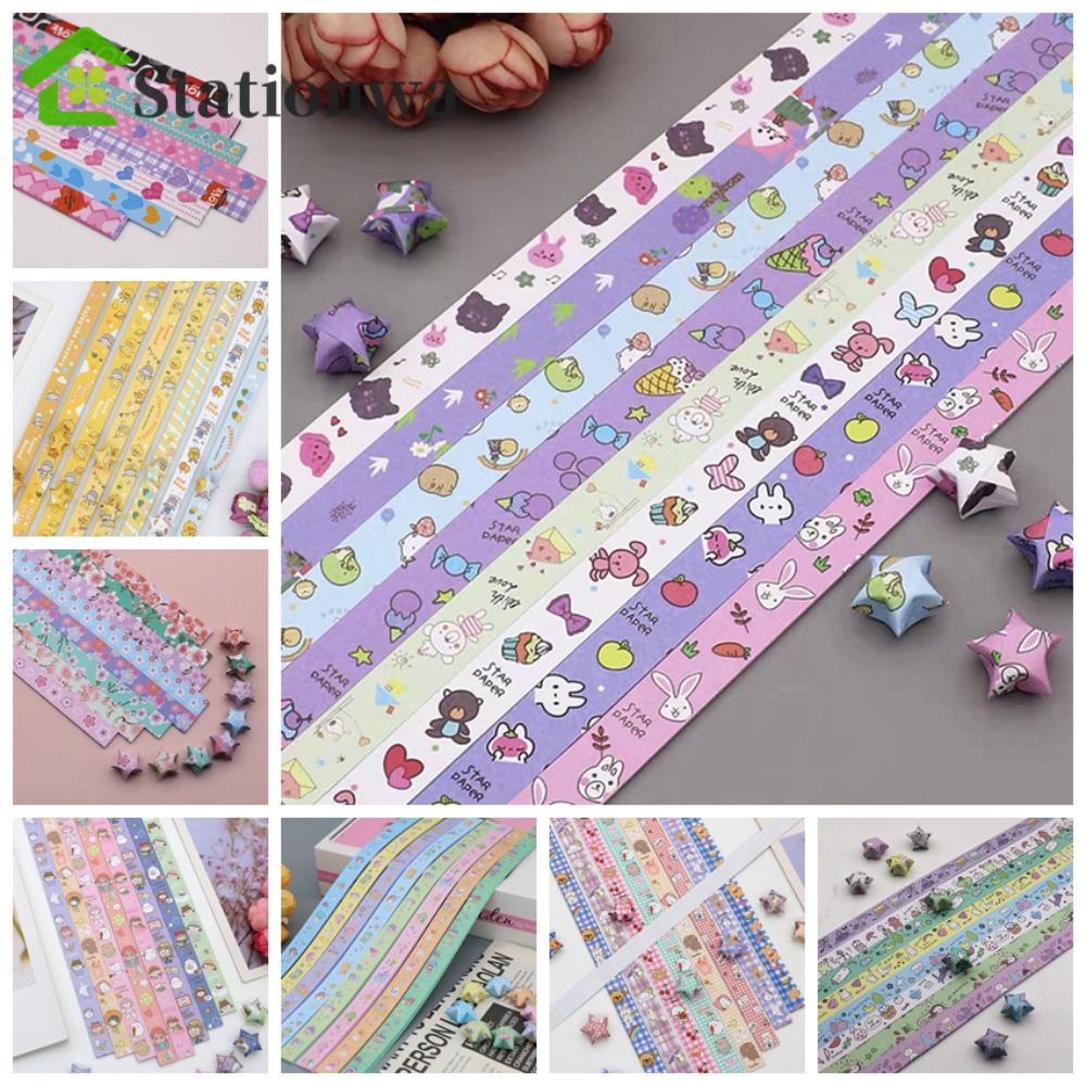 STATIONWA Origami Stars Paper, Star Paper Strips Handmade Star Folding Paper, Kawaii Delicacy Paper 