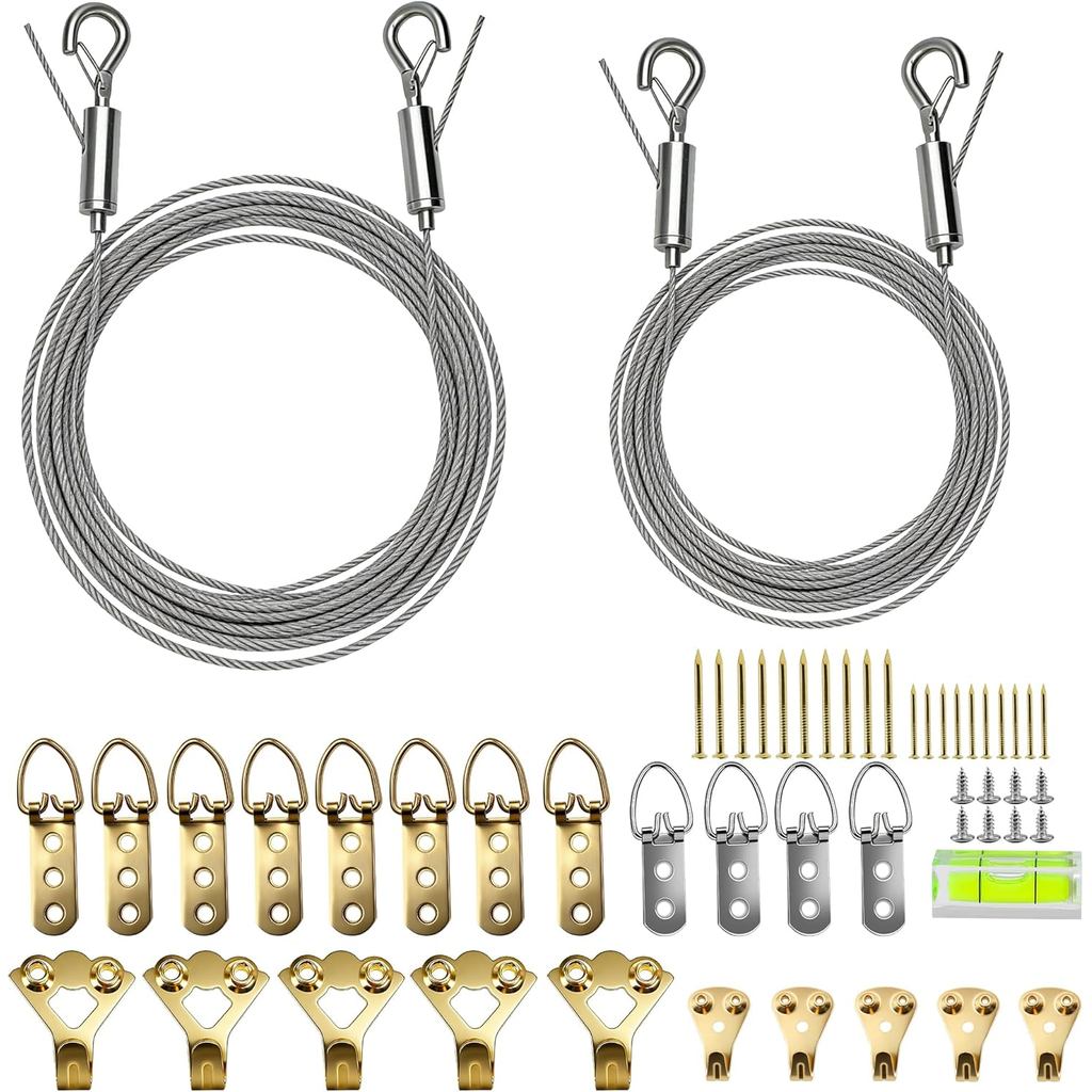 Bộ dây treo hình ảnh hạng nặng - Hỗ trợ lên đến 100lbs / 50lbs, Bao gồm vòng chữ D, vít, móc treo, d