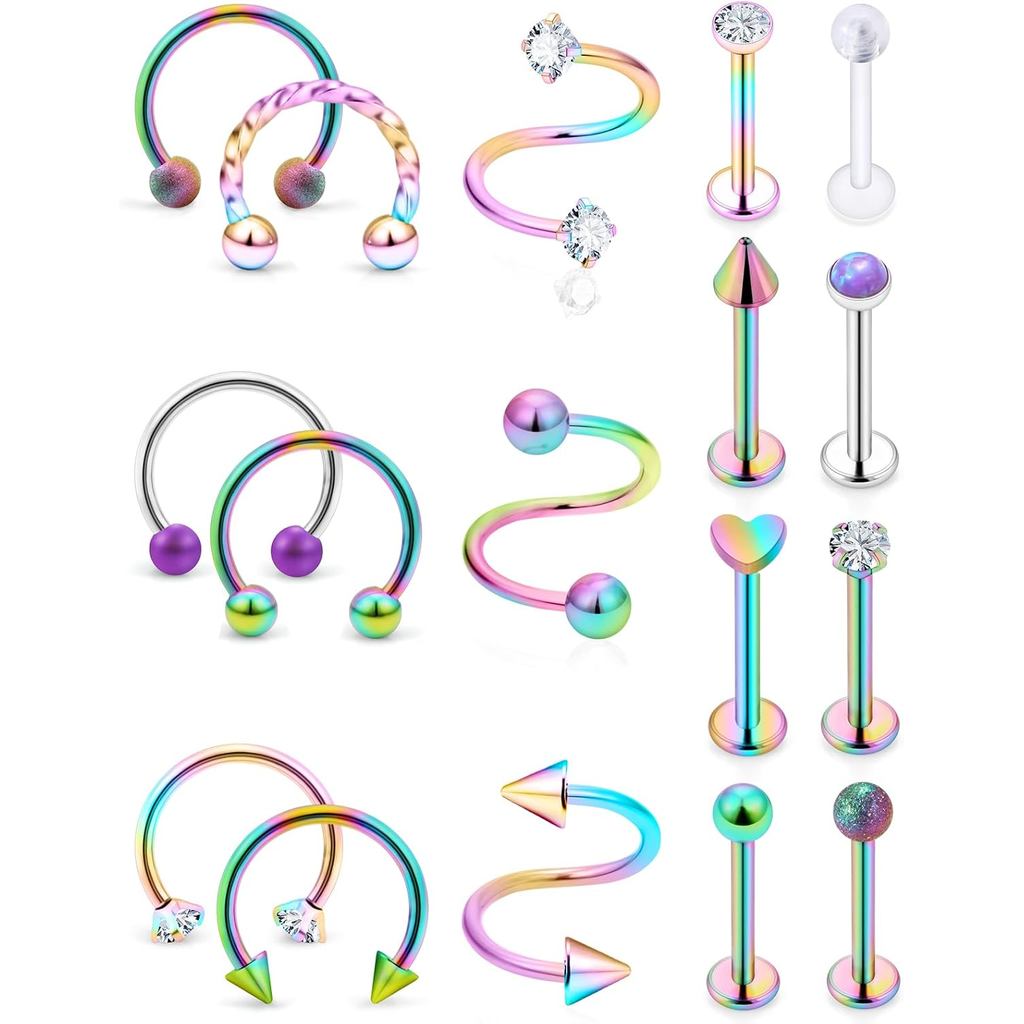 16G Móng Ngựa Lip Nhẫn 316L Thép Phẫu Thuật Medusa Labret Rắn Cắn Monroe Lip Ring 16 Gauge Tragus Fo