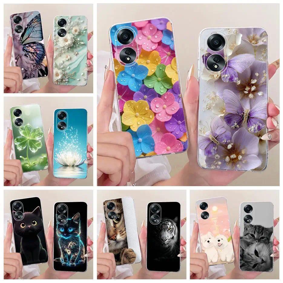 Dành Cho Oppo A58 4G Ốp Lưng CPH2577 Hoa Mới Họa Tiết Bướm Vỏ Silicon Mềm Cho Oppo A58 4G A 58 OppoA