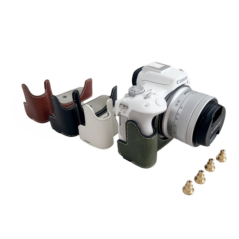 Thích hợp cho Canon R50 / R100 Half-Pack Camera Litchi Pattern Base Canon R50 R100 Da Bảo Vệ