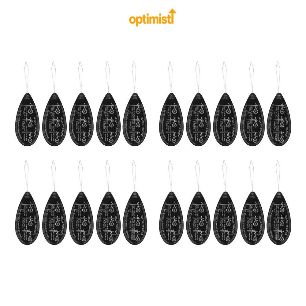 OPTIM 20 Chiếc DIY Needle Threader, Vòng Linh Hoạt Đen Kim Threader Tool, Chất Liệu Nhựa Di Động May