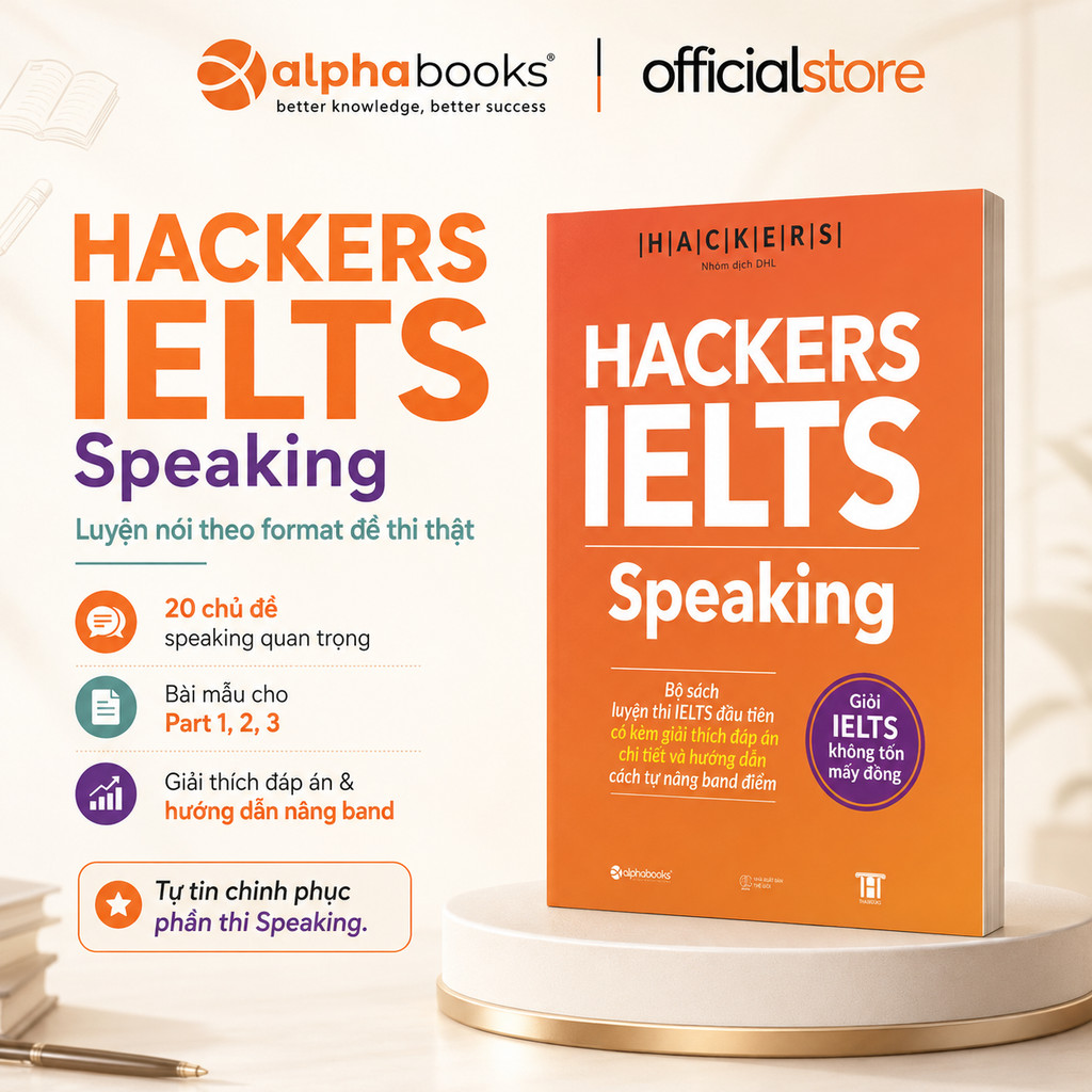 Sách - HACKERS IELTS: Speaking (Kèm file nghe, giải thích đáp án chi tiết) (Gamma Books)