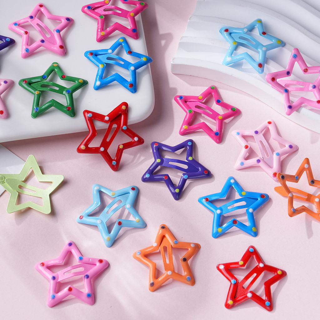 St.kunkka 10-50 Chiếc Ngôi Sao Kẹp Tóc Men Kim Loại Snap Barrettes Dễ Thương Chống Trơn Trượt Tóc Ch