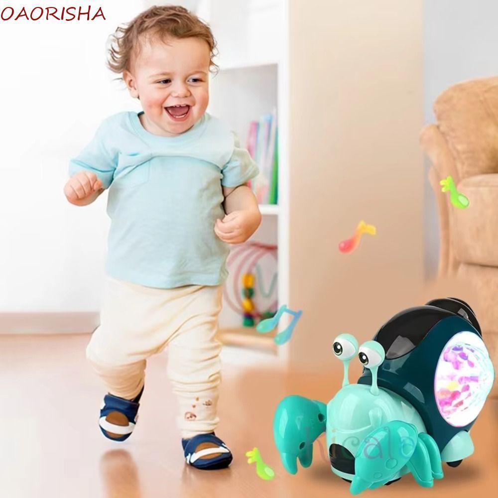 OAORISHA Đèn LED Đồ chơi đi bộ cua, Nhựa có âm nhạc Đồ chơi cua ẩn sĩ nhảy múa, Đồ chơi thời gian đi