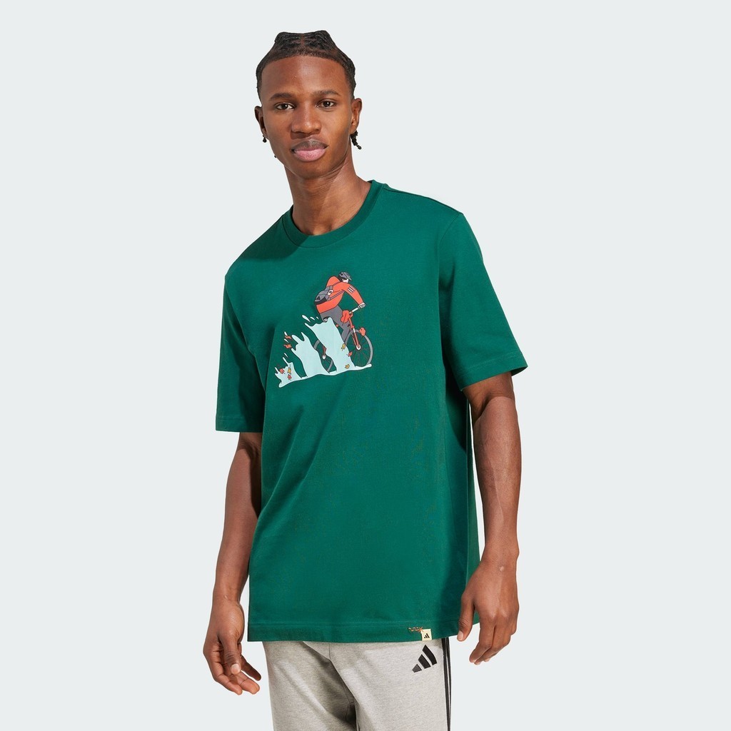 adidas Phong cách sống Áo Thun Graphic Xe Đạp Doodle Hunt Nam màu xanh lá JM6497