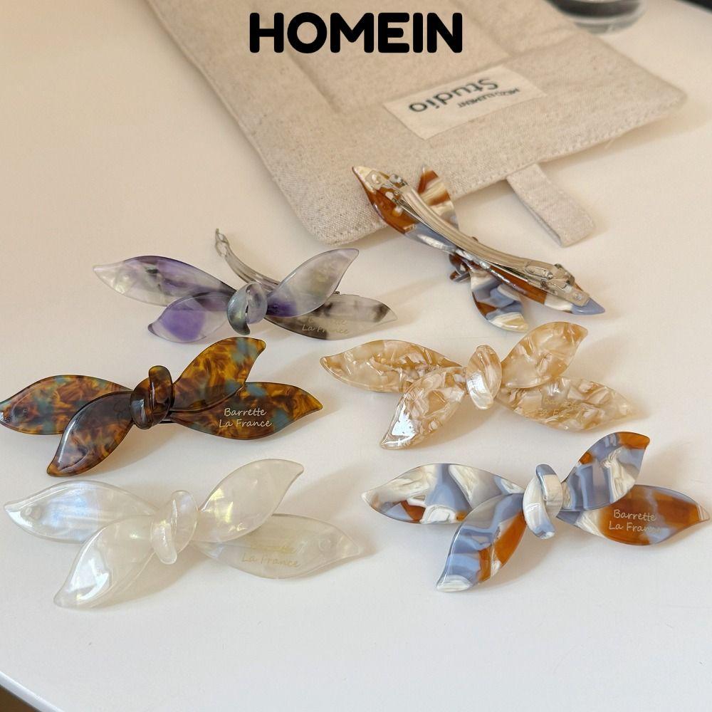 Kẹp Tóc Nơ HOMEIN Acetate, Chất Liệu Acetate Kẹp Vuốt Tóc Phong Cách Hàn Quốc, Thiết Kế Nơ Thời Tran