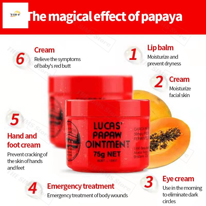 Lucas Papaw 25G / 75G / Giảm ngứa và mụn trứng cá / phục hồi mông / dưỡng ẩm và làm dịu / giảm nếp n