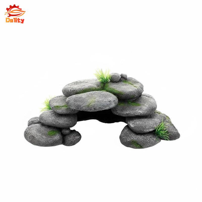 Nhựa Rock Cave Aquatic Pet Hideout Hang Xếp Chồng Sỏi Trang Trí Không Cạnh Thủy Sinh Môi Trường Sống