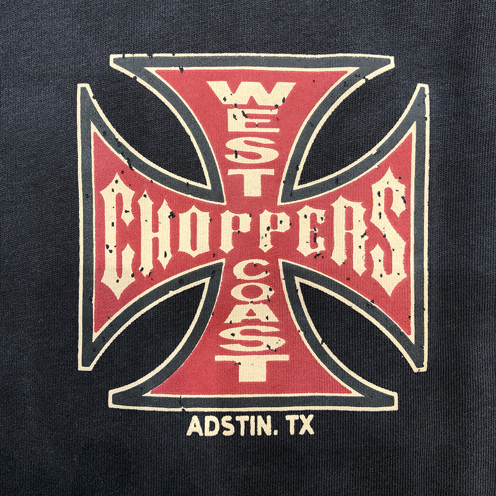 434E West Coast Choppers West Coast Motorcycle Áo thun ngắn tay giặt cổ điển dành cho nam