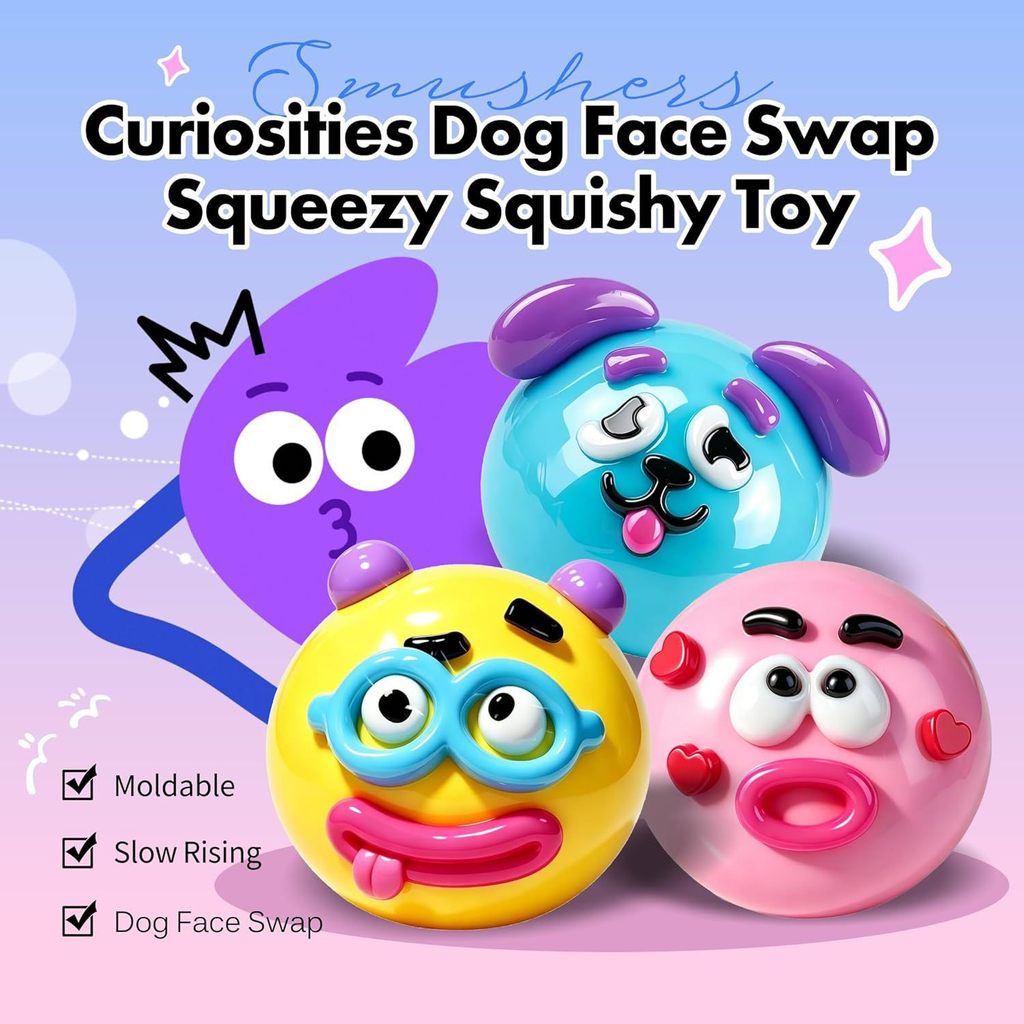 Jing Dog Face Dog Face Swap Squishy Dog Face-Changing Slow Rebound Pinch Đồ chơi vui nhộn