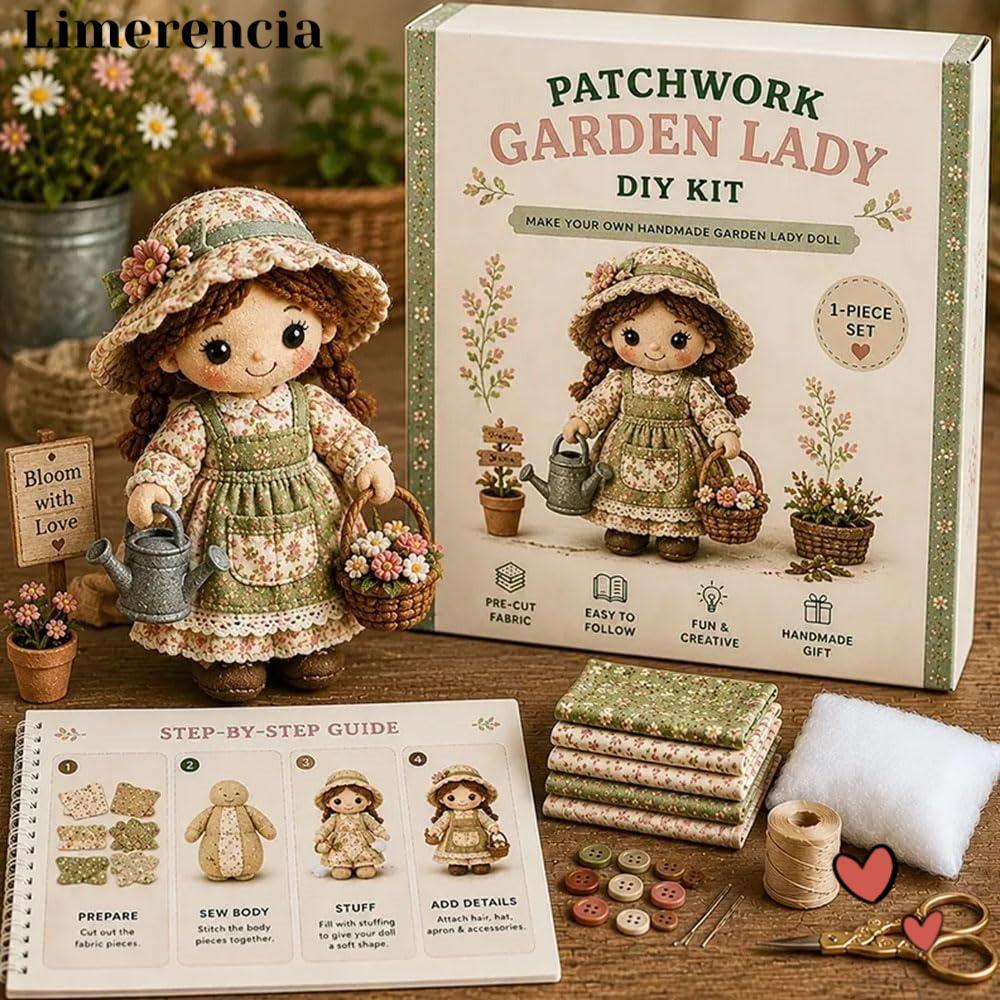 LIMERENCIA DIY Felt Doll Kit, Baking Girl Gardener Thêu Girl May Lady Patchwork DIY Collection Kit, 