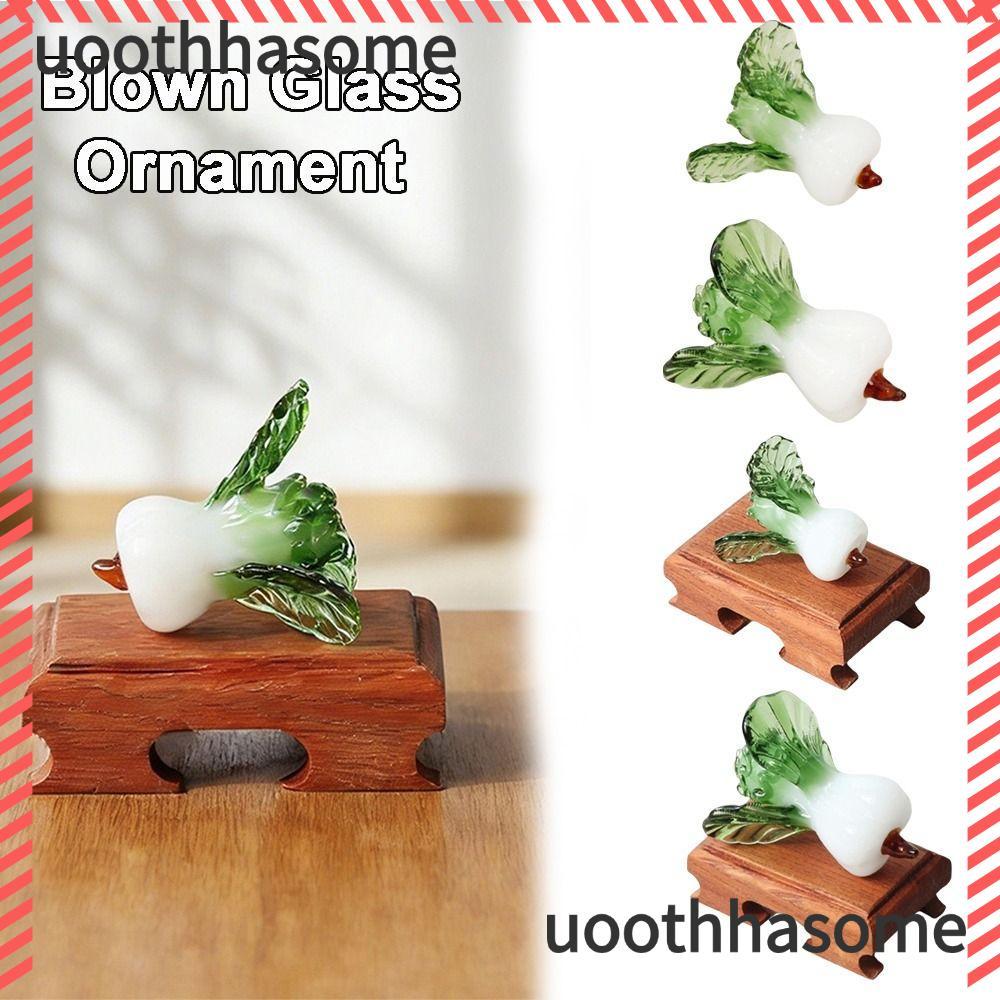UOOTHASHASOME Trang trí bàn làm việc pha lê, Kính thổi thịnh vượng Thiết kế kính Bok Choy, Bok Choy 
