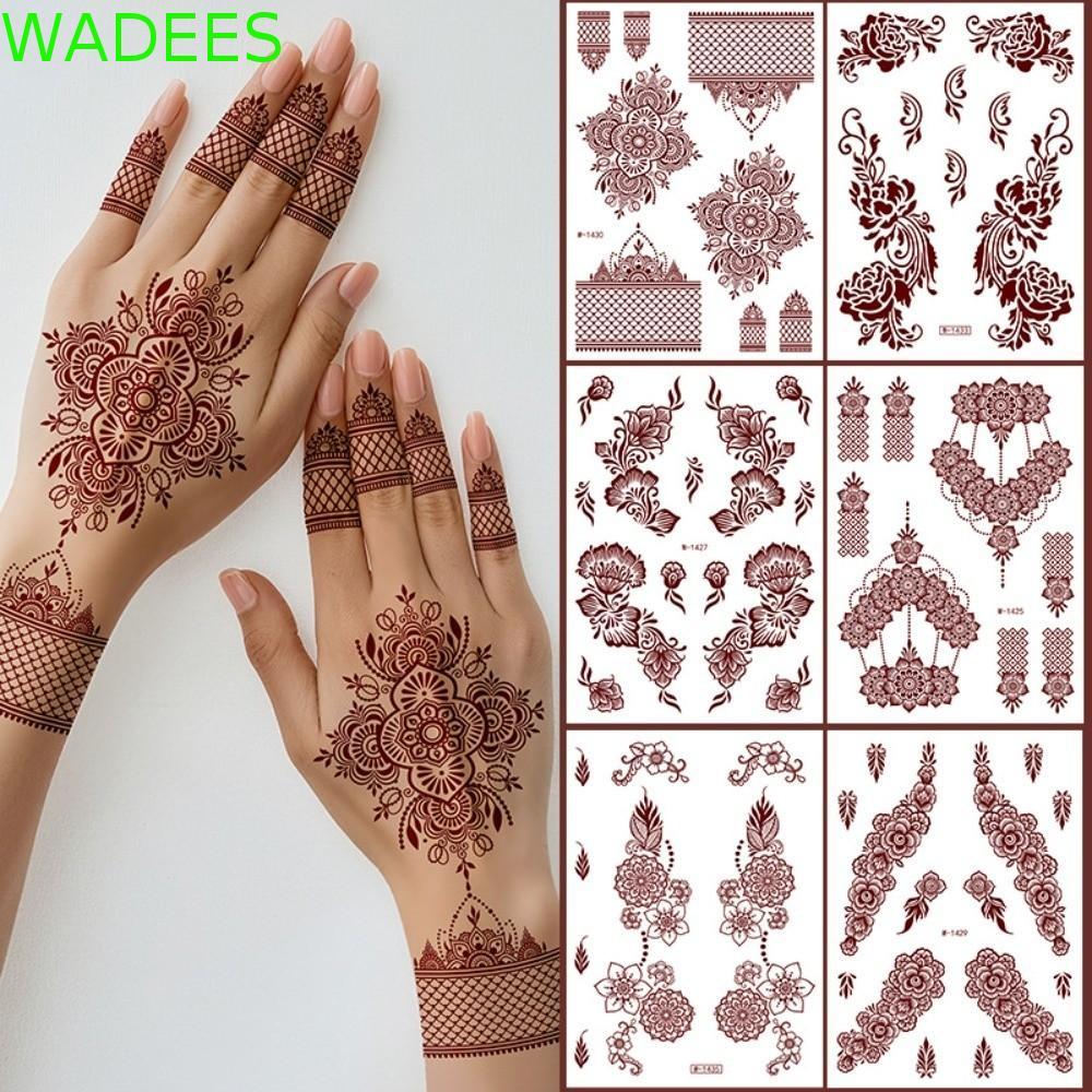 WADEES Hình Xăm Tạm Thời, Ren Giả Hình Xăm Chân Cánh Tay Henna Hình Xăm Dán, Ren Đỏ Henna Hình Xăm C