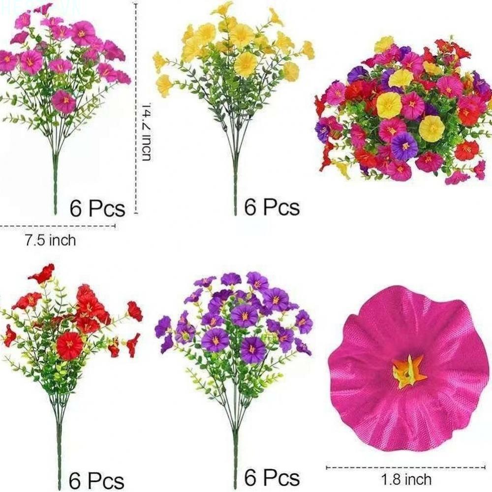 12 Flower Artificial Morning Glory Eucalyptus Silk Bouquet with Stem Accessories