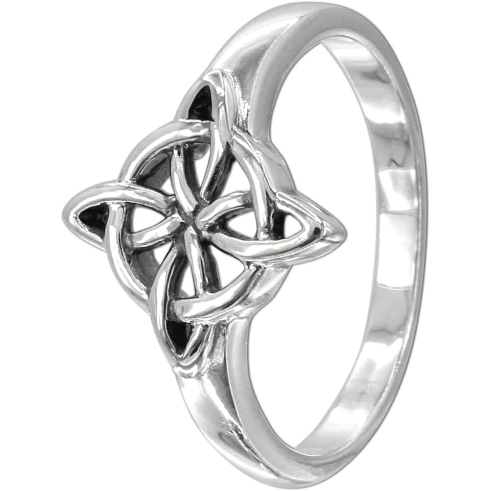 Moonlight Mystery Sterling Silver Celtic Witches Knot Ring Wiccan Pagan Witch Protection Jewelry (Si